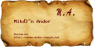 Mikán Andor névjegykártya